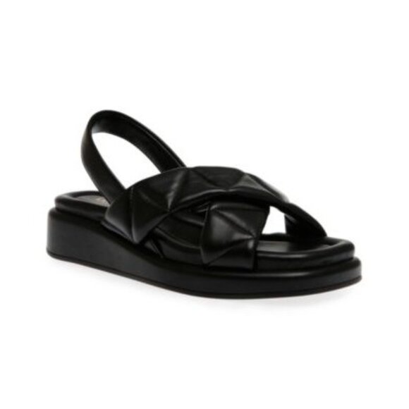 NEW Anne Klein Womens 6M Black Quilted Cross Strap Slingback Sandals - Picture 3 of 8